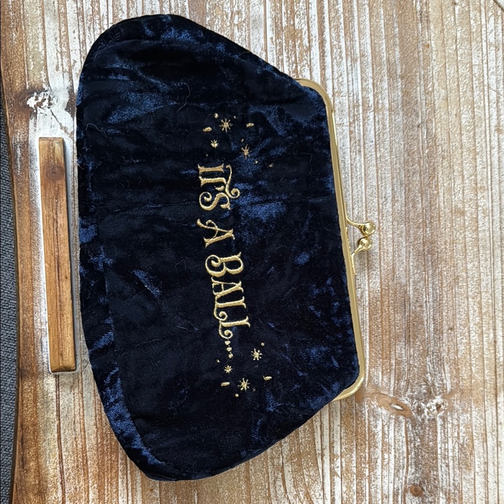 It's A Ball Navy Blue Velvet Clutch